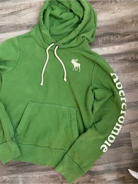 Abercrombie & Fitch Green Muscle Hooded Pullover Sweatshirt